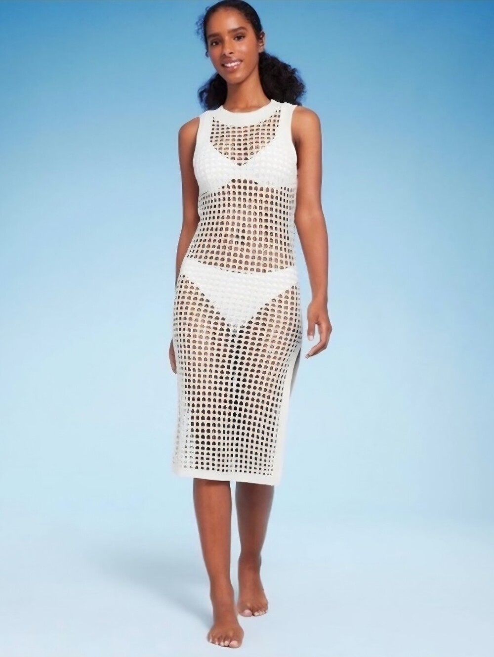 Women's Crochet Cover Up Midi Dress - Shade & Shore™ Off-White XS